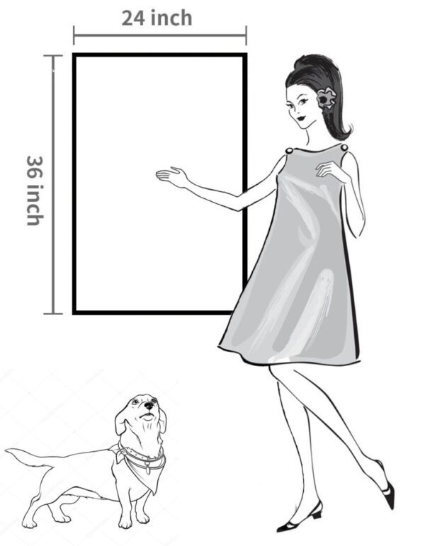 A woman in a dress and a dog