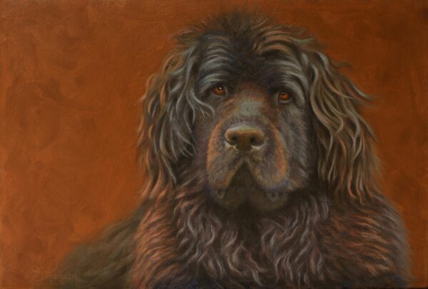 A painting of a dog with brown fur